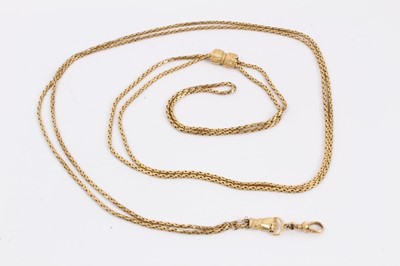 Lot 653 - 19th century gold guard chain/long chain