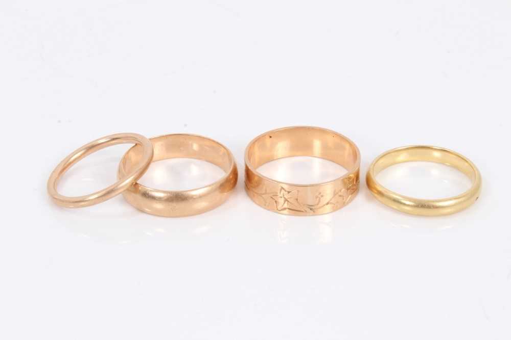 Lot 659 - Four antique gold wedding rings