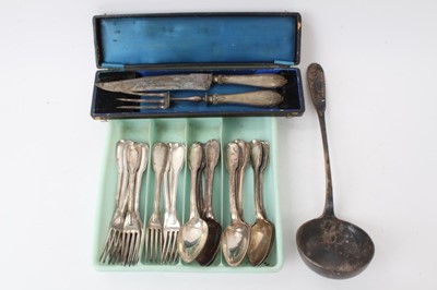 Lot 493 - Collection of 19th century French silver and plated flatware and cutlery