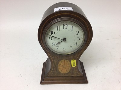 Lot 2427 - Edwardian mantel clock in inlaid balloon shaped case