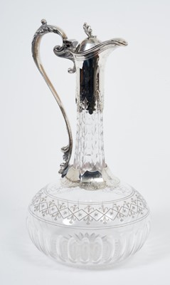 Lot 222 - Victorian silver mounted cut glass claret jug