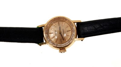 Lot 610 - 1960s ladies' Omega gold wristwatch on leather strap in original box