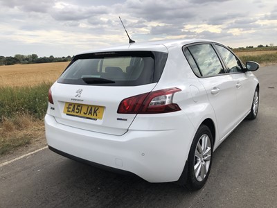 Lot 1917 - 2016 Peugeot 308 1.2 PureTech 130 Active, petrol, automatic, cherised registration EA51 JAK included with car, finished in white, MOT until 18th August 2022.
