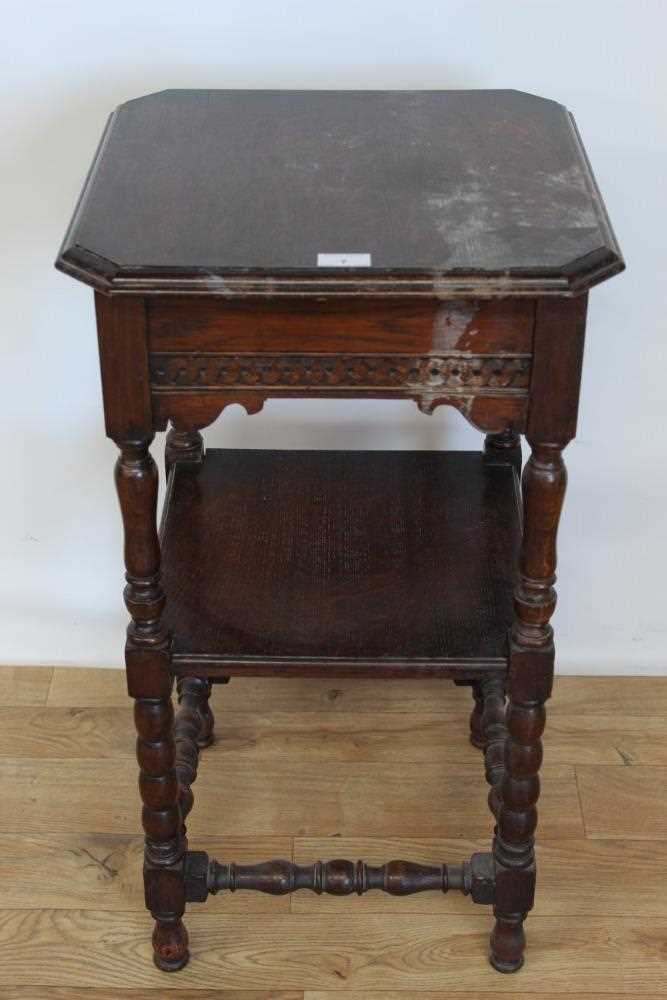 Lot 7 - Oak two tier side table with bobbin turned supports, 43cm wide, 76.5cm high