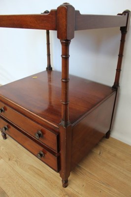 Lot 8 - Mahogany two tier side table with two drawers below, 47cm wide, 40.5cm deep, 64cm high