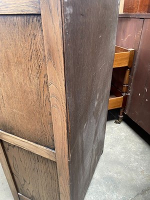 Lot 10 - Narrow oak chest of five drawers, 61cm wide, 38cm deep, 104cm high