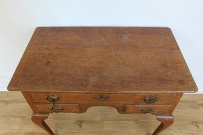Lot 11 - Nineteenth century oak lowboy with three drawers on cabriole legs, 91cm wide, 53.5cm deep, 75cm high