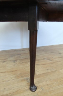 Lot 12 - Nineteenth century mahogany drop leaf table on turned legs with pad feet, opening to 116cm x 112cm, 70.5cm high