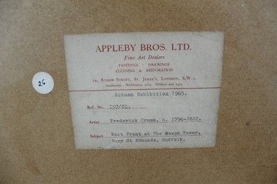 Lot 935 - Crome, early 19th century pencil drawing - West Front at the Saxon Tower, Bury St. Edmunds, in glazed gilt frame, 40.5cm x 32.5cm. Provenance: Appleby Bros. Ltd. Olivers, Sudbury, 26th June 1979. T...