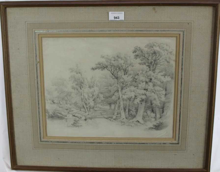 Lot 943 - John Crome (1768-1821) pencil drawing - Chapel Fields, in glazed gilt frame, 27cm x 35cm. Provenance: Olivers, Sudbury, 26th June 1979. The Norman Baker Collection