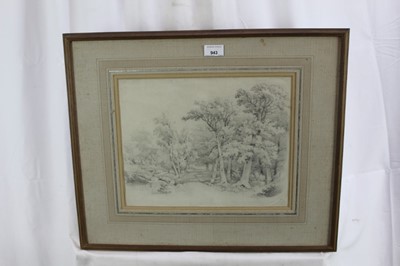 Lot 943 - John Crome (1768-1821) pencil drawing - Chapel Fields, in glazed gilt frame, 27cm x 35cm. Provenance: Olivers, Sudbury, 26th June 1979. The Norman Baker Collection