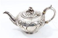 Lot 524 - Victorian Silverer teapot of compressed bullet...