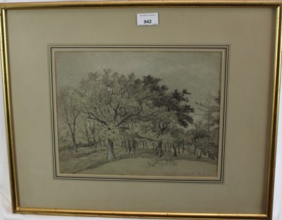 Lot 942 - Samuel David Colkett (1806-1863) pencil and coloured chalks - Trees, in glazed gilt frame, 23cm x 32cm. Provenance: Olivers, Sudbury, 26th June 1979. The Norman Baker Collection