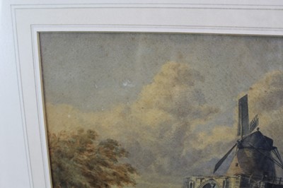 Lot 946 - Pair of 19th century Norwich School watercolours - cattle before St Benet’s Abbey and an accompanying work, in glazed frames, 23cm x 33cm and 23cm x 31cm