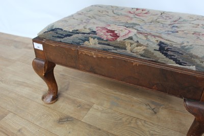 Lot 31 - Mahogany framed stool with drop in tapestry seat on cabriole legs, 56cm wide, 41cm deep, 32cm high