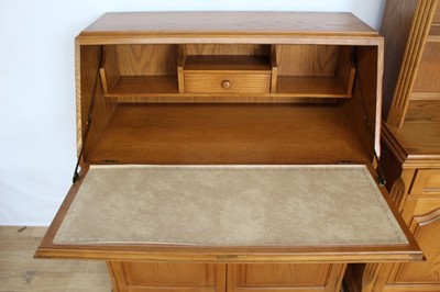 Lot 38 - Oak two height dome top dresser, oak bureau, coffee table and television stand (4)