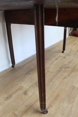 Lot 48 - Nineteenth century mahogany drop leaf table on square chamfered legs, opening to 150cm x 103.5cm
