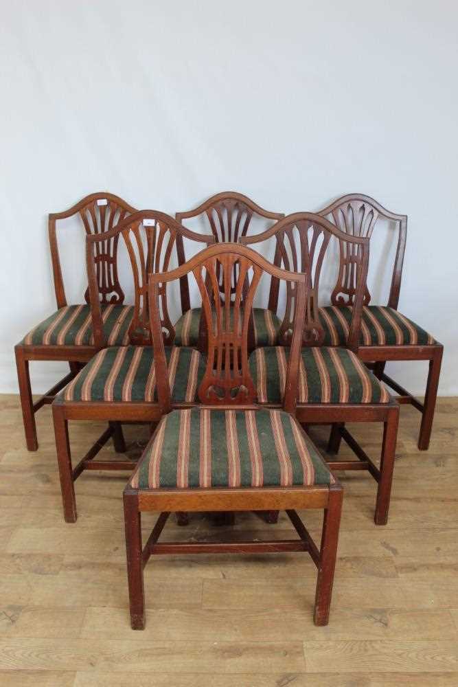 Lot 49 - Set of six Georgian style mahogany dining chairs with pierced splat backs and drop in seats