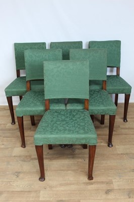 Lot 51 - Set of six dining chairs with loose green covers