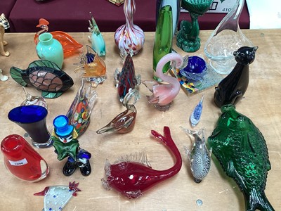 Lot 1090 - Collection of art glass including a Murano clown