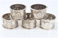 Lot 530 - Four Victorian Silverer napkin rings of...