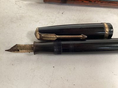 Lot 2629 - Mabie Todd & Co Ltd Swan fountain pen with 14ct gold nib, together with a Conway Stewart 28 fountain pen and a Parker Duofold, both with 14ct gold nibs (3)