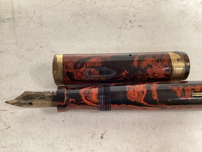 Lot 2629 - Mabie Todd & Co Ltd Swan fountain pen with 14ct gold nib, together with a Conway Stewart 28 fountain pen and a Parker Duofold, both with 14ct gold nibs (3)