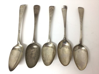 Lot 116 - Five Georgian silver tablespoons