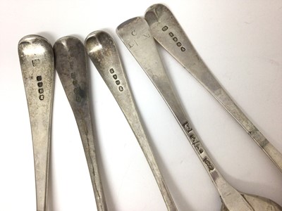 Lot 116 - Five Georgian silver tablespoons