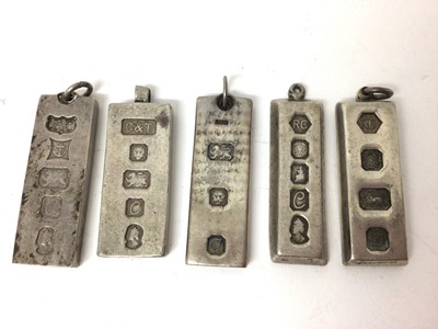 Lot 120 - Five silver ingot pendants