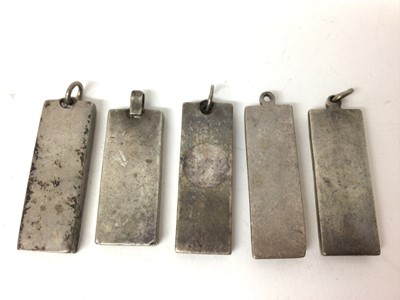 Lot 120 - Five silver ingot pendants