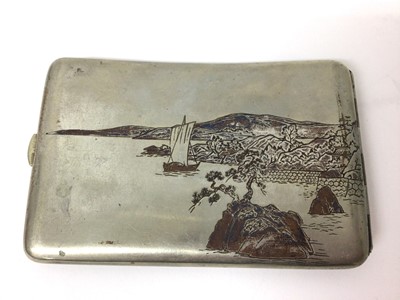 Lot 122 - Chinese white metal cigarette case