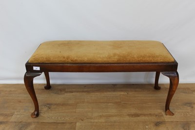 Lot 61 - Long stool with drop in seat on cabriole legs, 92cm wide, 41cm deep, 42cm high