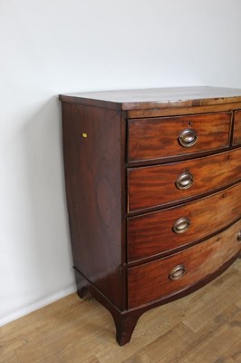 Lot 68 - Nineteenth century mahogany bowfront chest of two short and three long drawers, 103cm wide, 51cm deep, 103cm high