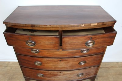 Lot 68 - Nineteenth century mahogany bowfront chest of two short and three long drawers, 103cm wide, 51cm deep, 103cm high