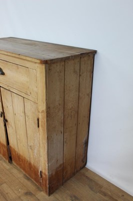 Lot 69 - Old pine cupboard with single drawer and two doors below, 102cm wide, 45cm deep, 99cm high
