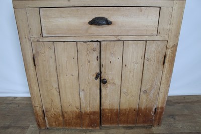 Lot 69 - Old pine cupboard with single drawer and two doors below, 102cm wide, 45cm deep, 99cm high