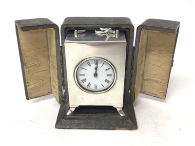 Lot 651 - 1920s Silver cased carriage clock in original fitted case