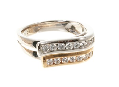 Lot 464 - Diamond dress ring in 14ct yellow and white gold, estimated total diamond weight approximately 0.65ct.