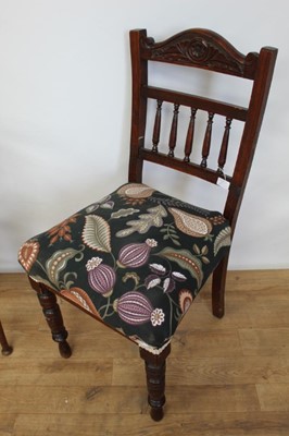 Lot 76 - Two Edwardian inlaid chairs, antique mahogany elbow chair and an Edwardian dining chair (4)