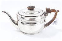 Lot 537 - George III Silverer teapot of oval form, with...