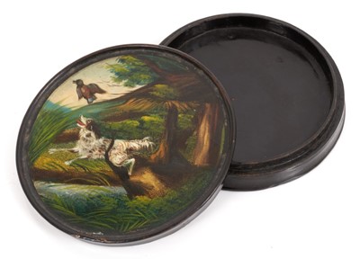 Lot 764 - Georgian papier-mâché erotic snuff box