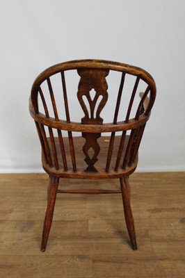 Lot 94 - Antique elm and oak Windsor chair with pierced splat back, 54cm wide, 86cm high