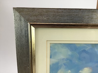 Lot 18 - James Hewitt (b. 1934) oil on card - 'Under a Summer Sky', signed, 31cm x 30cm, in glazed frame