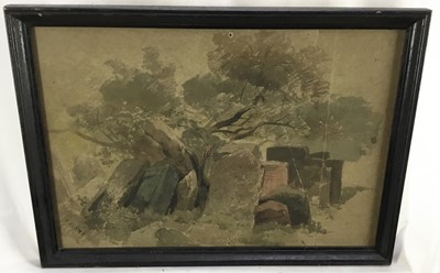 Lot 207 - Erich Oehme (1898-1970), watercolour - Graveyard, signed in glazed frame  
Provenance: bought out of Germany in 1938 by the vendors late parents thence by family descent