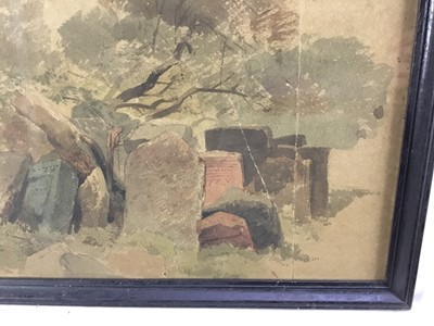 Lot 207 - Erich Oehme (1898-1970), watercolour - Graveyard, signed in glazed frame  
Provenance: bought out of Germany in 1938 by the vendors late parents thence by family descent