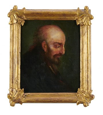 Lot 1195 - After Rembrandt, two 19th century oils on panel, portraits, each inscribed verso, 19cm x 16cm and 2cm x 16.5cm, in gilt frames