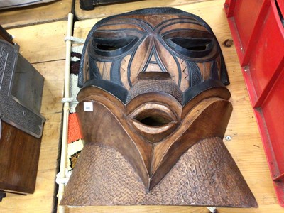 Lot 2663 - African carved mask, bought back from Zimbabwe after the vendors parents left in the 1970s, the mask circa 1950s