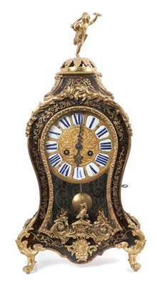 Lot 652 - 19th century French Boulle work mantel clock with gilded and enamelled dial