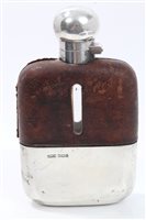 Lot 542 - Edwardian Silverer and leather hip flask with...